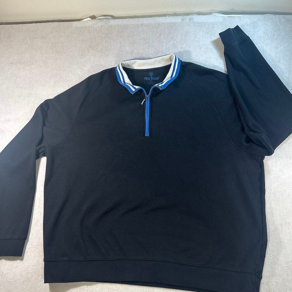 Pro Tour 1/4 zip pullover blue & white striped detailing on collar Mens size XXL